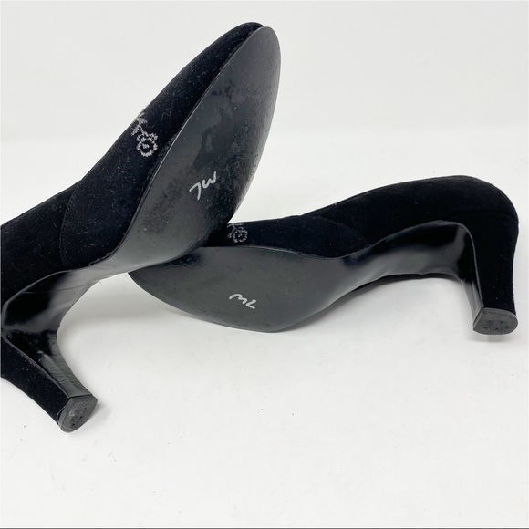 💋3/$20💋 VTG Hill & Dale Floral Embroidered Black Suede Pumps - Picture 9 of 10